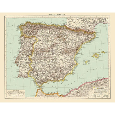 Spain Portugal - Andree 1895 Black Modern Wood Framed Art Print with Double Matting by Andree