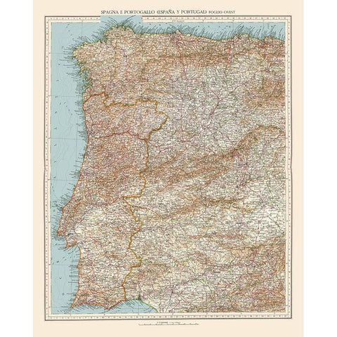 Western Spain Portugal - Touring Club Italiano Black Modern Wood Framed Art Print by Touring Club Italiano