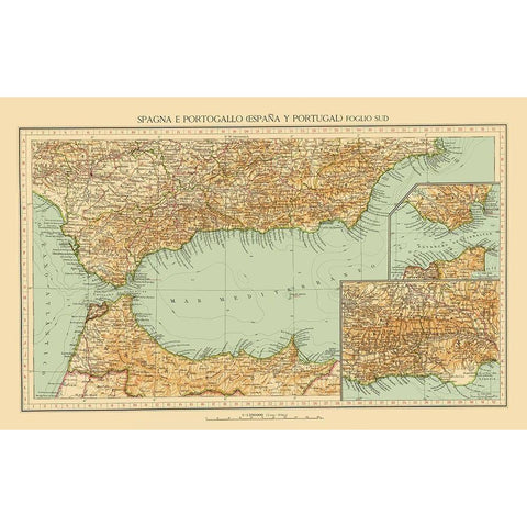 Southern Spain - Touring Club Italiano 1929 White Modern Wood Framed Art Print by Touring Club Italiano