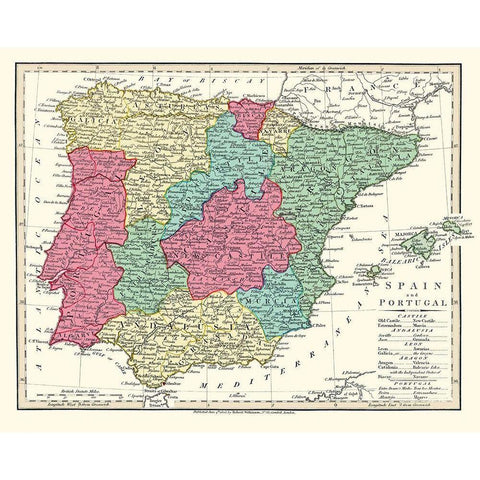 Spain Portugal - Wilkinson 1808 Black Modern Wood Framed Art Print by Wilkinson