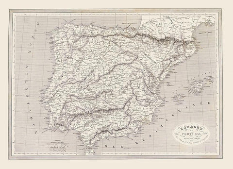 Spain Portugal - Monin 1837 White Modern Wood Framed Art Print with Double Matting by Monin