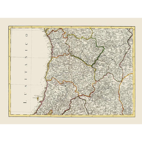 Spain Portugal - Lattre 1780 Black Modern Wood Framed Art Print by Lattre