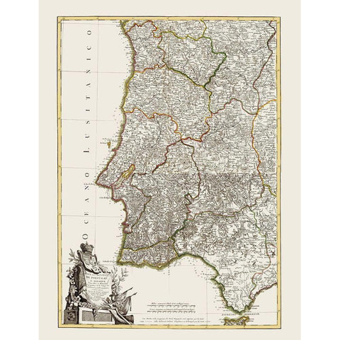 Spain Portugal - Lattre 1780 Black Modern Wood Framed Art Print by Lattre