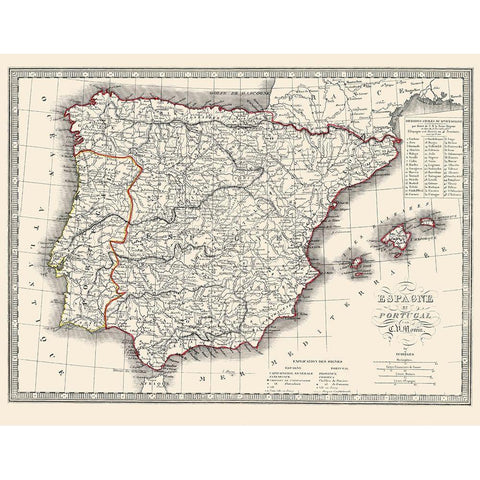 Spain Portugal - Monin 1839 White Modern Wood Framed Art Print by Monin