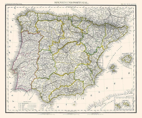 Spain Portugal - Stein 1854 Black Ornate Wood Framed Art Print with Double Matting by Stein