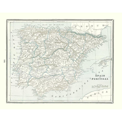 Spain Portugal - Rathbun 1893 Gold Ornate Wood Framed Art Print with Double Matting by Rathbun