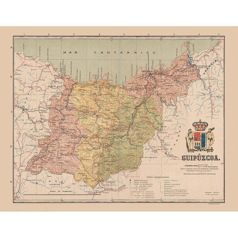 Guipuzcoa Spain Europe - Martin 1911 Gold Ornate Wood Framed Art Print with Double Matting by Martin