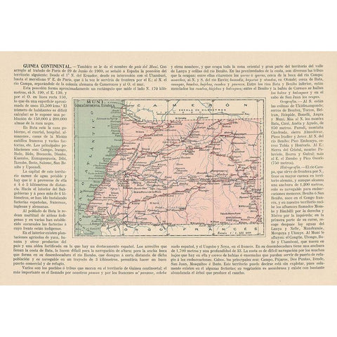 Rio Muni Guinea Africa - Martin 1911 Gold Ornate Wood Framed Art Print with Double Matting by Martin