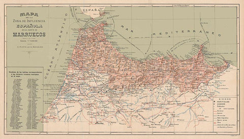 Spanish Morocco Africa Spain - Martin 1905 Black Ornate Wood Framed Art Print with Double Matting by Martin