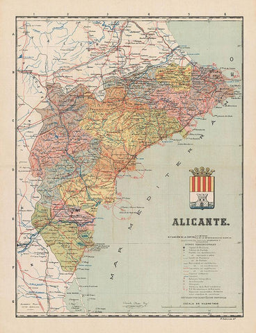 Alicante Spain Europe - Martin 1900 Black Ornate Wood Framed Art Print with Double Matting by Martin