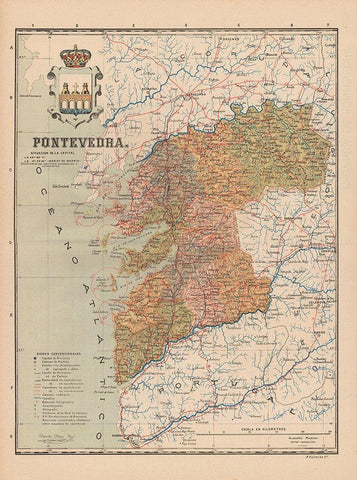 Pontevedra Spain Europe - Martin 1911 Black Ornate Wood Framed Art Print with Double Matting by Martin