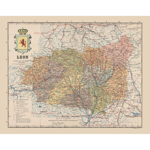 Leon Spain Europe - Martin 1911 Black Modern Wood Framed Art Print with Double Matting by Martin