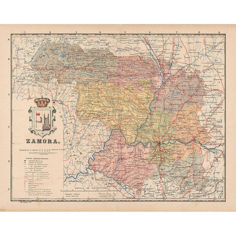 Zamora Spain Europe - Martin 1911 Black Modern Wood Framed Art Print with Double Matting by Martin