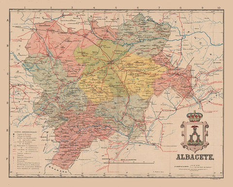 Albacete Spain Europe - Martin 1911 Black Ornate Wood Framed Art Print with Double Matting by Martin