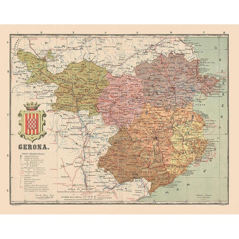 Girona Spain Europe - Martin 1900 Gold Ornate Wood Framed Art Print with Double Matting by Martin
