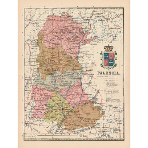 Palencia Spain Europe - Martin 1911 Gold Ornate Wood Framed Art Print with Double Matting by Martin