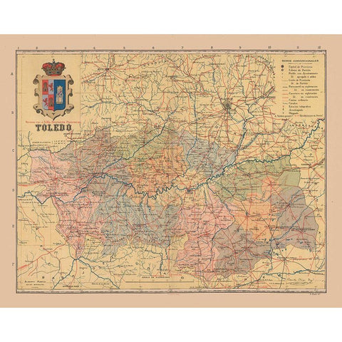 Toledo Spain Europe - Martin 1911 Gold Ornate Wood Framed Art Print with Double Matting by Martin