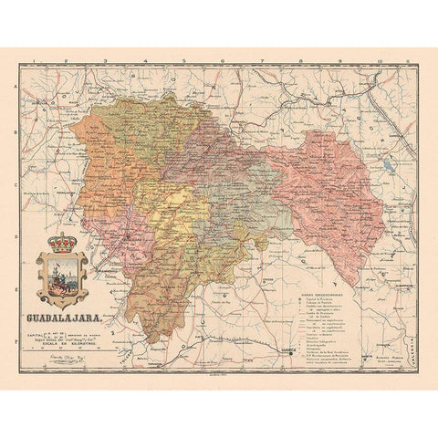 Guadalajara Spain Europe - Martin 1911 Gold Ornate Wood Framed Art Print with Double Matting by Martin