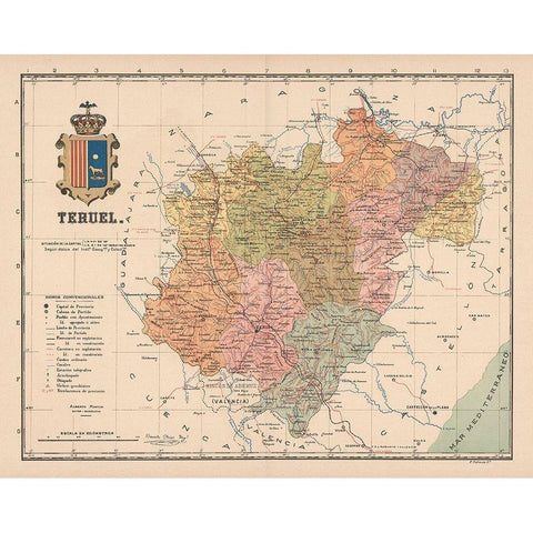 Teruel Spain Europe - Martin 1911 Black Modern Wood Framed Art Print with Double Matting by Martin
