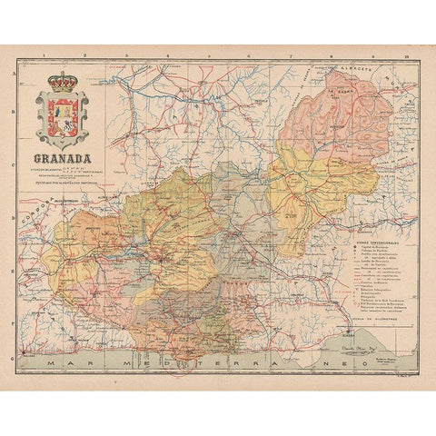 Granada Spain Europe - Martin 1911 Gold Ornate Wood Framed Art Print with Double Matting by Martin