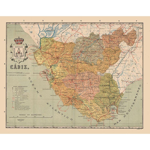 Cadiz Spain Europe - Martin 1911 Gold Ornate Wood Framed Art Print with Double Matting by Martin