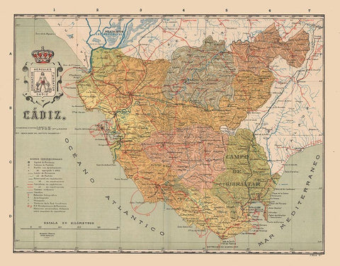 Cadiz Spain Europe - Martin 1911 Black Ornate Wood Framed Art Print with Double Matting by Martin