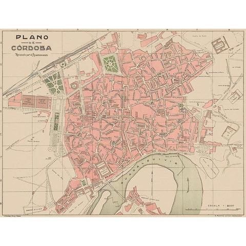 Cordova Spain Europe - Martin 1911 Gold Ornate Wood Framed Art Print with Double Matting by Martin