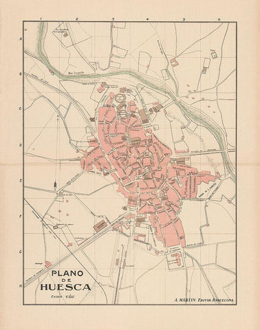 Huesca Spain Europe - Martin 1911 White Modern Wood Framed Art Print with Double Matting by Martin