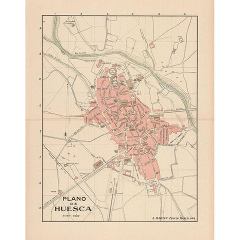 Huesca Spain Europe - Martin 1911 Black Modern Wood Framed Art Print by Martin