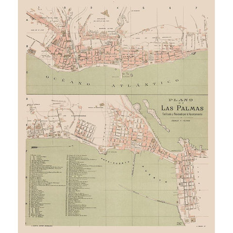 Las Palmas Spain Europe - Martin 1911 Black Modern Wood Framed Art Print with Double Matting by Martin