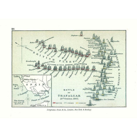 Battle Cape Trafalgar in 1805 Spain Europe Black Modern Wood Framed Art Print by Gardiner