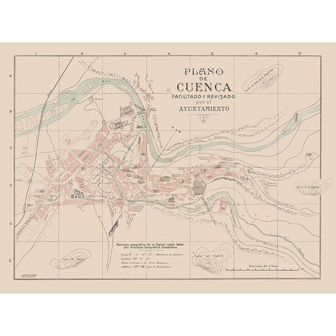 Cuenca Spain Europe - Martin 1911 Gold Ornate Wood Framed Art Print with Double Matting by Martin