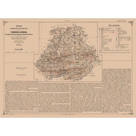 Avila Province Spain - Valverde 1880 Gold Ornate Wood Framed Art Print with Double Matting by Valverde