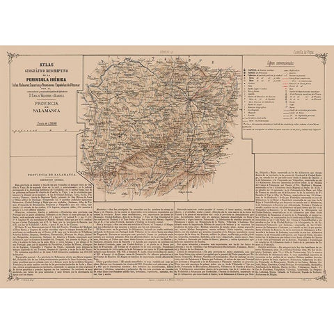 Salamanca Province Spain - Valverde 1880 Gold Ornate Wood Framed Art Print with Double Matting by Valverde
