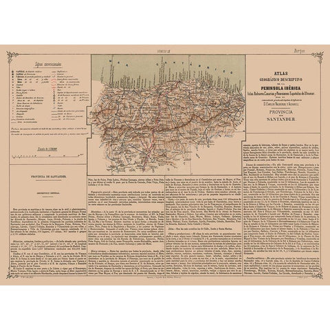 Santander Province Spain - Valverde 1880 Gold Ornate Wood Framed Art Print with Double Matting by Valverde