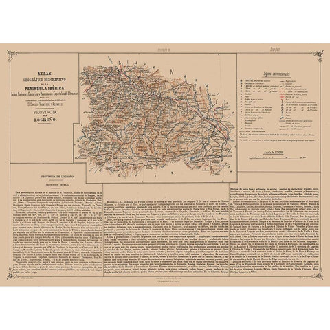 Logrono Province Spain - Valverde 1880 Gold Ornate Wood Framed Art Print with Double Matting by Valverde