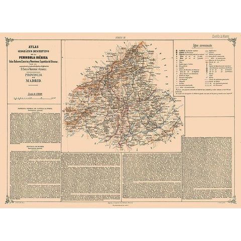 Madrid Province Spain - Valverde 1880 Black Modern Wood Framed Art Print with Double Matting by Valverde