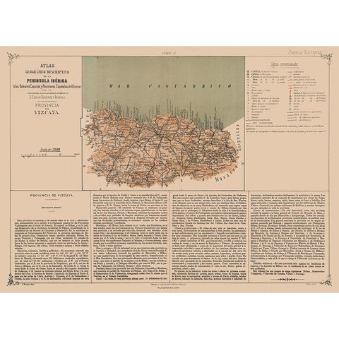 Biscay Province Spain - Valverde 1880 Gold Ornate Wood Framed Art Print with Double Matting by Valverde