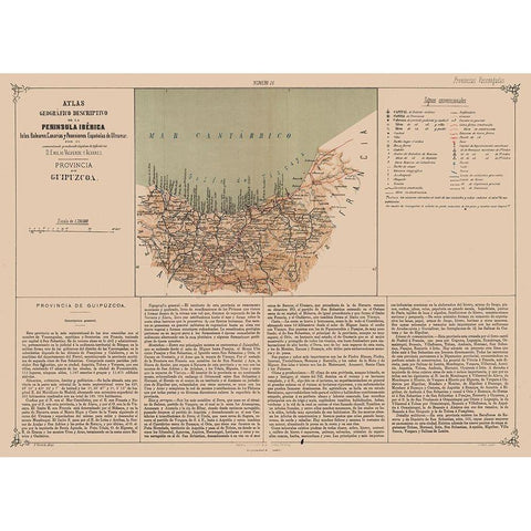 Gipuzkoa Province Spain - Valverde 1880 Gold Ornate Wood Framed Art Print with Double Matting by Valverde