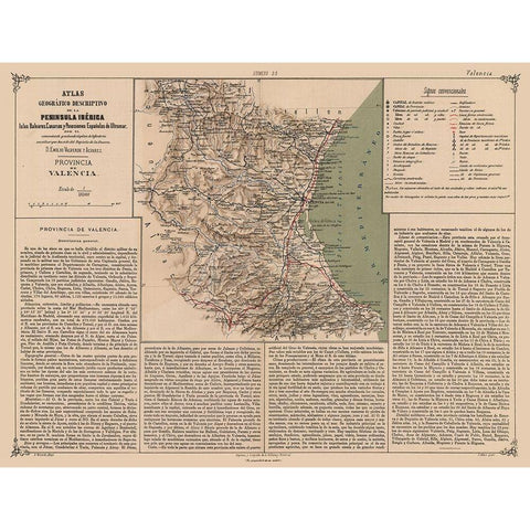 Valencia Province Spain - Valverde 1880 Gold Ornate Wood Framed Art Print with Double Matting by Valverde