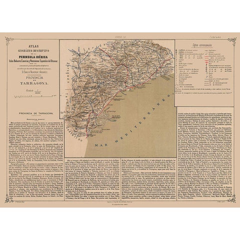 Tarragona Province Spain - Valverde 1880 Black Modern Wood Framed Art Print with Double Matting by Valverde