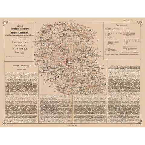 Cordova Province Spain - Valverde 1880 Gold Ornate Wood Framed Art Print with Double Matting by Valverde