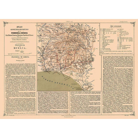 Huelva Province Spain - Valverde 1880 Gold Ornate Wood Framed Art Print with Double Matting by Valverde