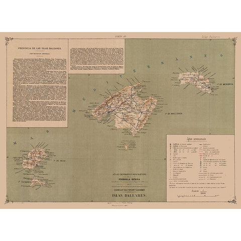 Balearic Islands Spain - Valverde 1880 Black Modern Wood Framed Art Print by Valverde