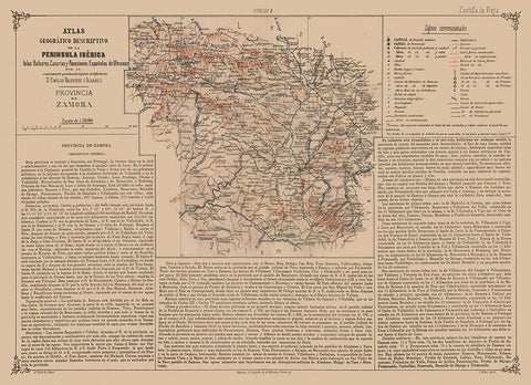 Zamora Province Spain - Valverde 1880 Black Ornate Wood Framed Art Print with Double Matting by Valverde