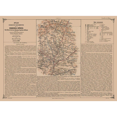 Palencia Province Spain - Valverde 1880 Gold Ornate Wood Framed Art Print with Double Matting by Valverde