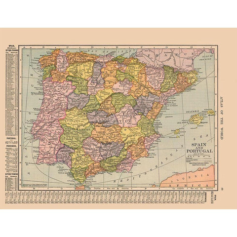 Spain Portugal - Hammond 1910 Black Modern Wood Framed Art Print with Double Matting by Hammond