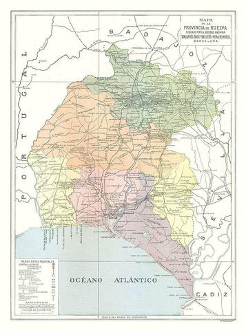 Huelva Province Spain - Pompido 1913 Black Ornate Wood Framed Art Print with Double Matting by Pompido