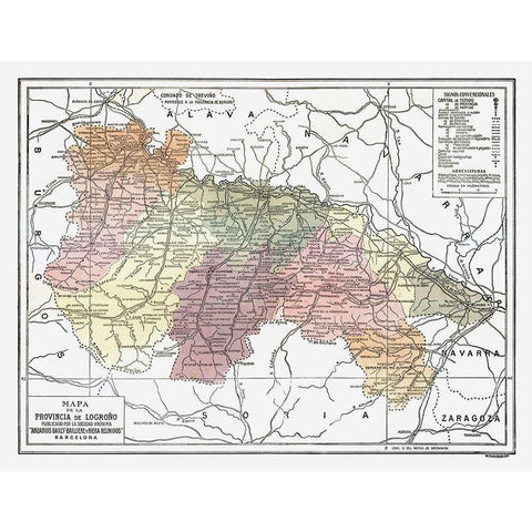 Logrono Province Spain - Pompido 1913 Black Modern Wood Framed Art Print with Double Matting by Pompido