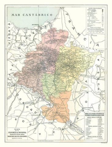 Navarra Province Spain - Pompido 1913 Black Ornate Wood Framed Art Print with Double Matting by Pompido